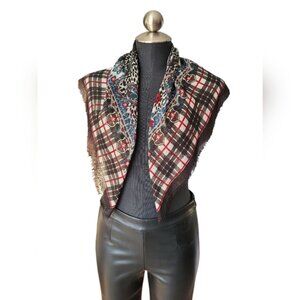 Plaid  Floral Animal Print Fringe  Scarf